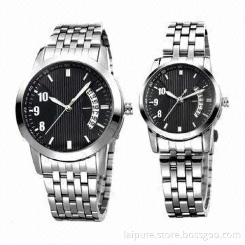 Fashionable Men's Steel/Metal Watches with calendar and coffee color glass